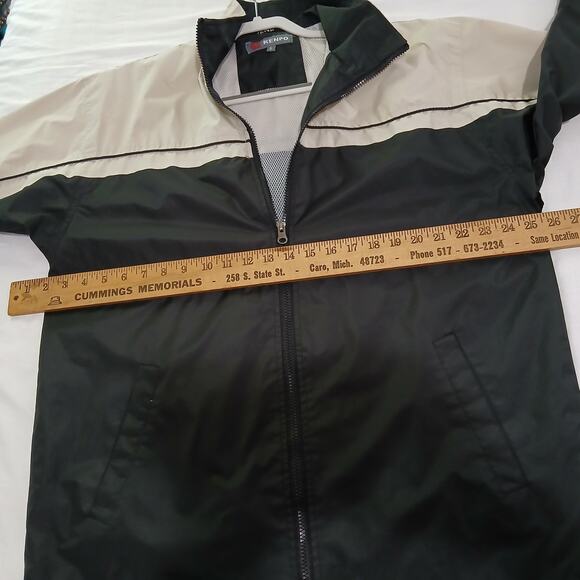 Kenpo Men's Small Full-Zip Windbreaker Cream/Black Long-Sleeved Adjustable Hem - Picture 9 of 11